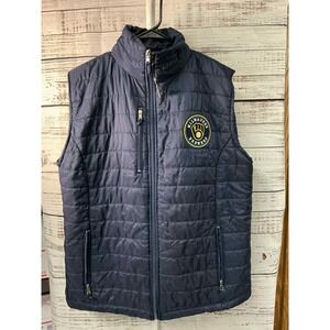 Mens Navy Milwaukee Brewers Puffer Vest Size Large US‎ Cellular Logo